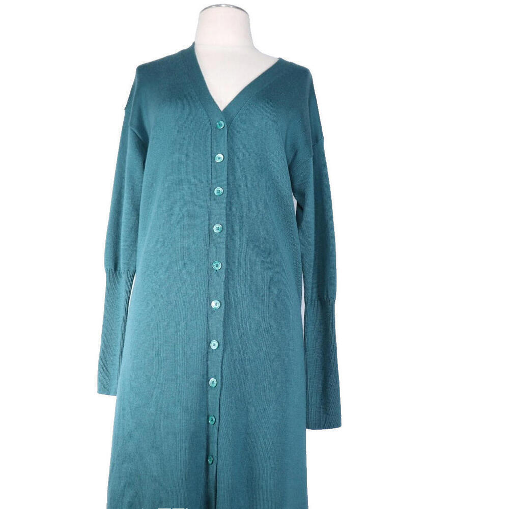Wilfred Women’s X Small Teal Sweater Dress Long Sleeve Line Cardigan Marino Wool - Picture 5 of 12